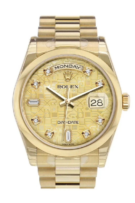 Shop Rolex Watches for Ultimate Style –Rolex Day-Date 36 Champagne mother of pearl Jubilee Diamonds Dial President Yellow Gold Watch 118208