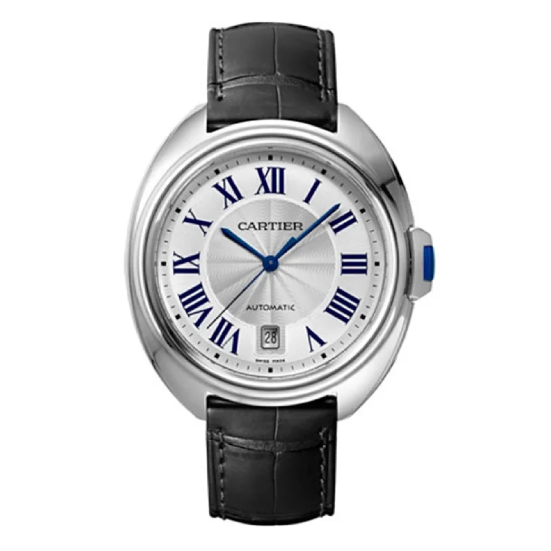 Shop Cartier Watches for the Ultimate Timepiece –Cartier Cle de Cartier 40mm Watch - Ref: WSCL0018 - Silver Roman Dial, Black Alligator Strap