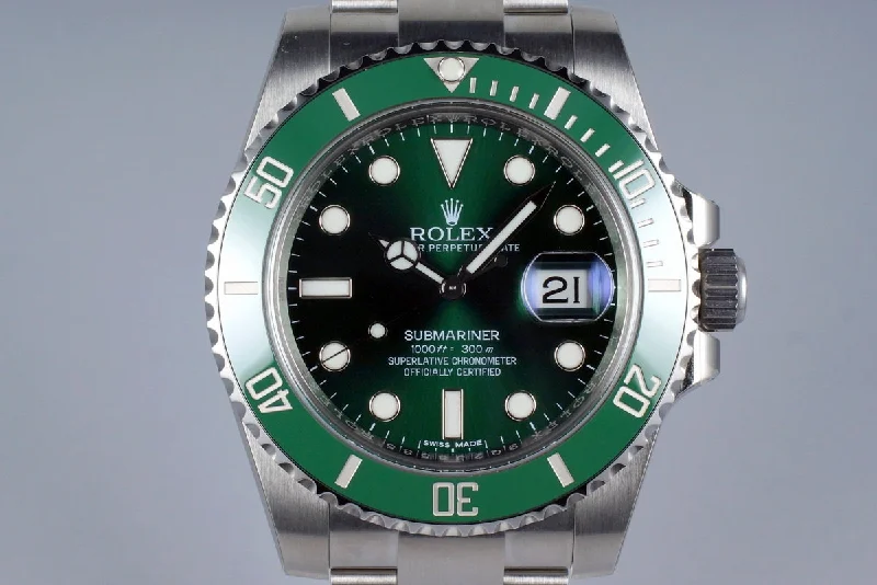 Rolex Watches: The Epitome of Swiss Precision –2016 Rolex Green Submariner 116610LV with Box and Papers MINT