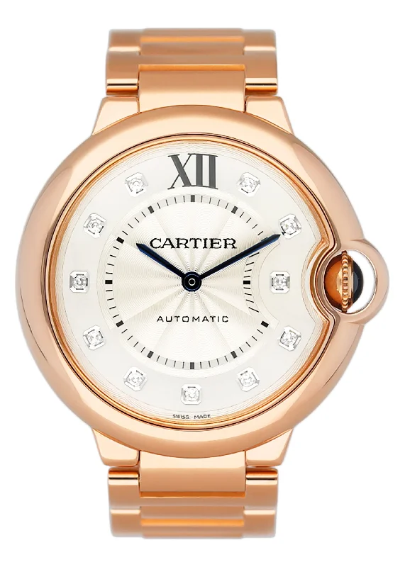 Cartier Watches: Elegant, Timeless, and Precise –Cartier Ballon Bleu WE902026 Diamond Mens Watch Box Papers