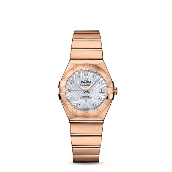 Omega Watches: Precision and Luxury in Every Watch –Omega Constellation 27mm Watch - Ref: 123.50.27.20.55.001 - White Mother of Pearl Diamond Index Dial, 18K Rose Gold Bracelet