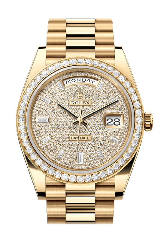 Discover Rolex’s Masterpieces of Watchmaking –Rolex Day-Date 40 Diamond-Paved Dial Yellow Gold President Men's Watch 228348RBR 228348