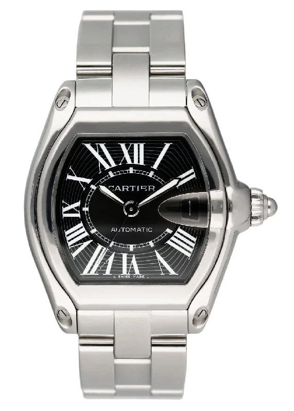 Shop for Cartier Watches with Legendary Design –Cartier Roadster W62041V3 Black Dial Steel Mens Watch