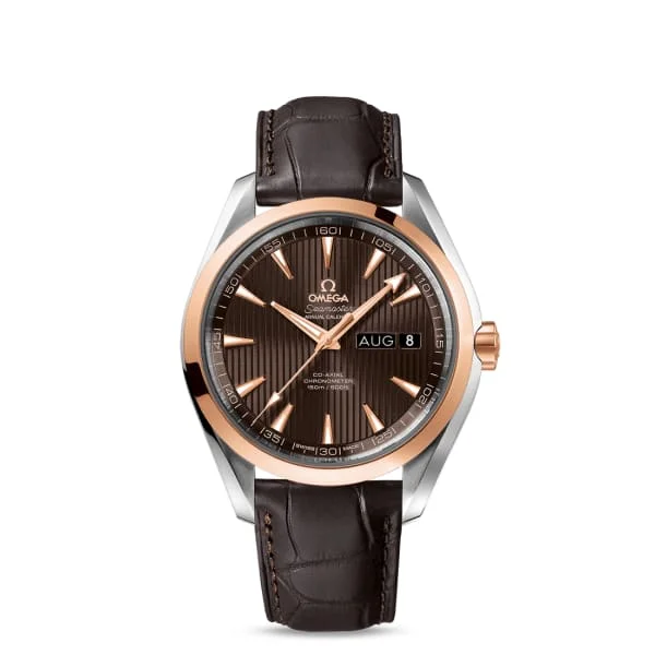 Omega Watches: Crafted for the Modern Age –Omega Seamaster 43mm Watch - Ref: 231.23.43.22.06.002 - Grey Index Dial & 18K Rose Gold Bezel, Brown Leather Strap