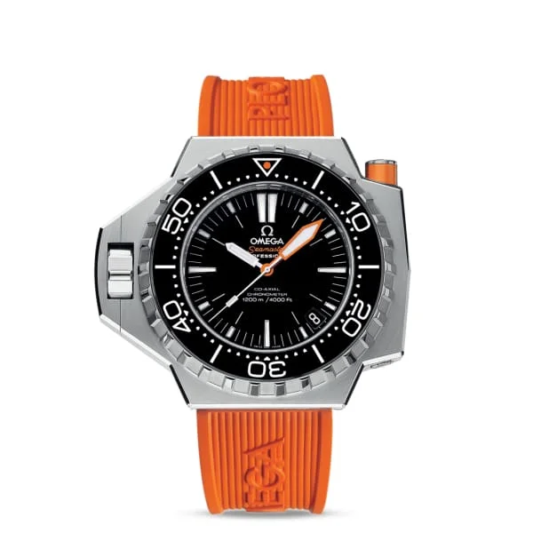 Shop Omega Watches for Unmatched Quality –Omega Seamaster 55mm Watch - Ref: 224.32.55.21.01.002 - Black Index Dial, Orange Rubber Strap