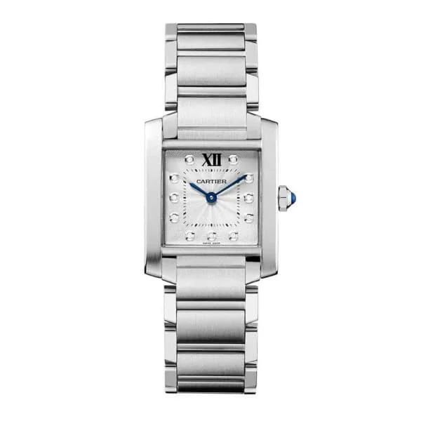 Shop Cartier Watches for the Perfect Timepiece –Cartier Tank Francaise 30.4mm Women's watch - Ref: WE110007 - Silver Roman Diamond Dial, Stainless Steel Bracelet