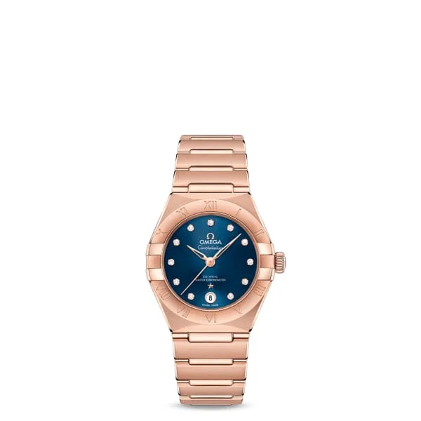 Omega Watches: Built for Luxury and Precision –Omega Constellation 29mm Watch - Ref: 131.50.29.20.53.001 - Blue Diamond Index Dial, 18K Rose Gold Bracelet