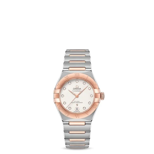 Find Exclusive Omega Models for Sale –Omega Constellation 29mm Watch - Ref: 131.20.29.20.52.001 - White Diamond Index Dial & 18K Rose Gold Bezel, Two Tone Stainless Steel & 18K Rose Gold Bracelet