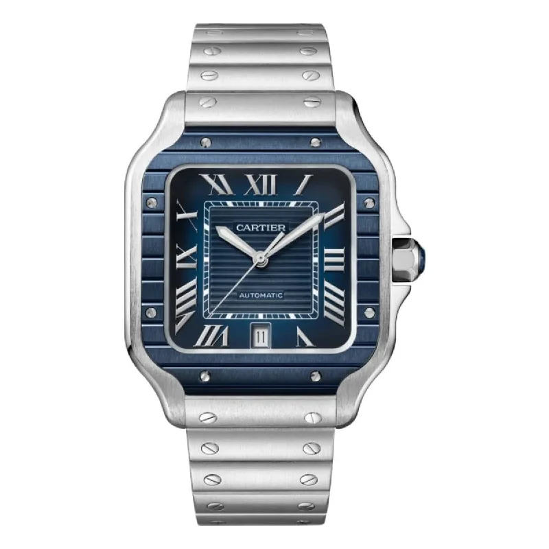 Cartier Watches: Precision Meets Perfection –Cartier Santos de Cartier 39.8mm Watch - Ref: WSSA0048 - Blue Roman Dial, Stainless Steel Bracelet