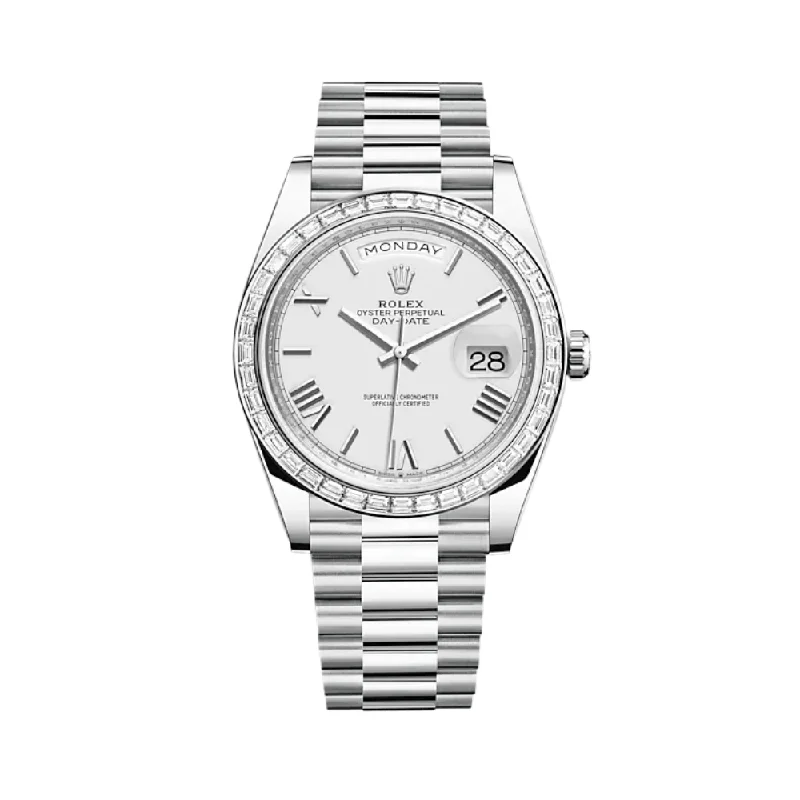 Shop Rolex Watches for the Elite Collector –Rolex Day-Date 228396TBR Platinum Diamond Bezel White Dial