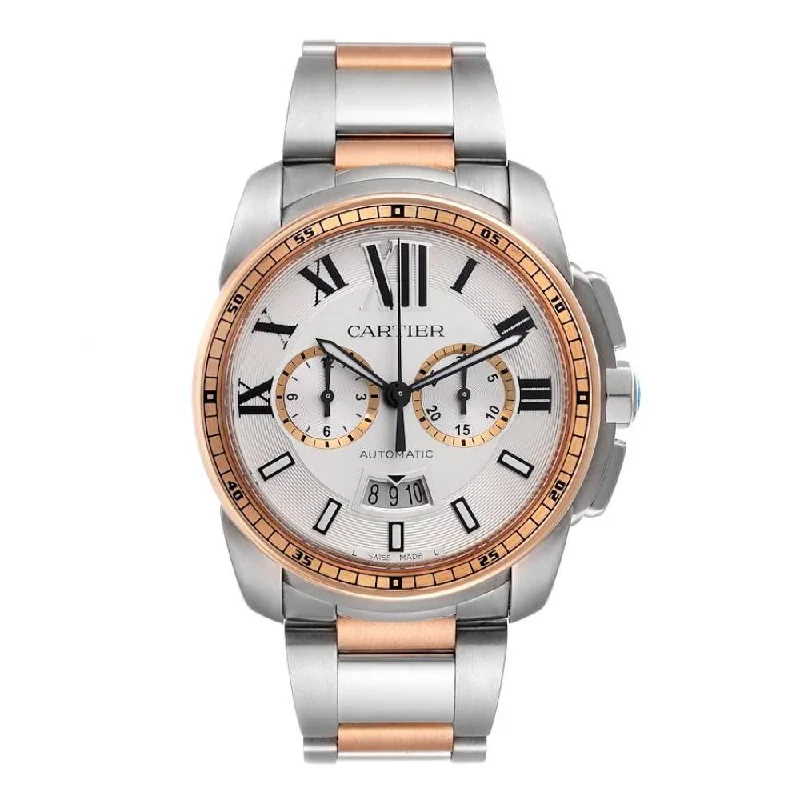 Find Cartier Watches for Every Taste –Cartier Calibre de Cartier 42mm Watch - Ref: W7100042 - Silver Roman Dial, Two Tone Stainless Steel & 18K Rose Gold Bracelet