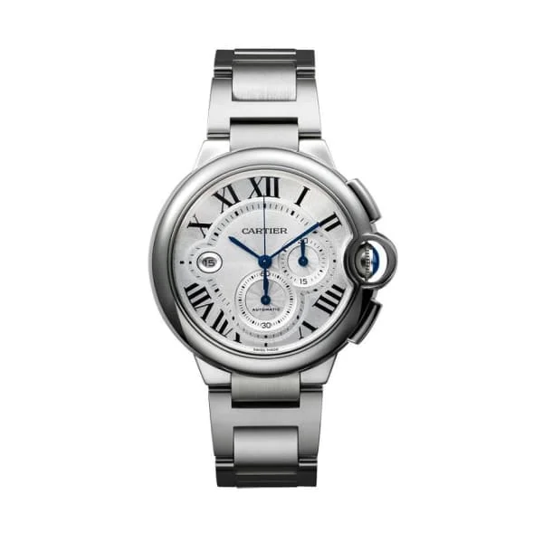 Discover the Best Cartier Watches for Your Collection –Cartier Ballon Bleu de Cartier 47mm Watch - Ref: W6920002 - Silver Roman Dial, Stainless Steel Bracelet