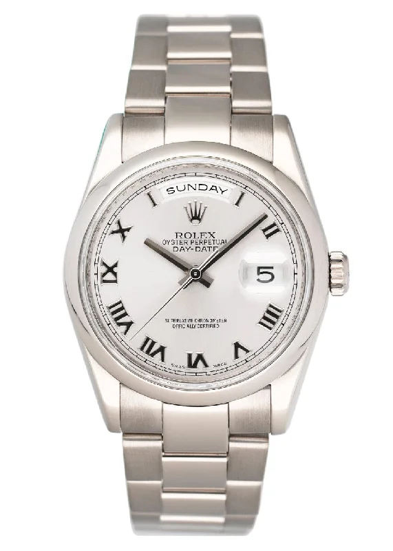 Rolex Watches: Precision Meets Timeless Elegance –Rolex Day-Date 118209 Silver Dial 18K White Gold Mens Watch