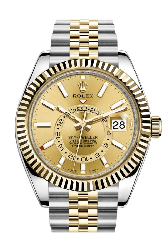 Discover the World of Rolex Watches –Rolex Sky Dweller Champagne Dial 18K Yellow Gold Bezel Two Tone Jubilee  Men's Watch 326933