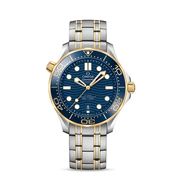 Find Omega Watches with Superior Craftsmanship –Omega Seamaster 42mm Watch - Ref: 210.20.42.20.03.001 - Blue Index Dial, Two Tone Stainless Steel & 18K Yellow Gold Bracelet