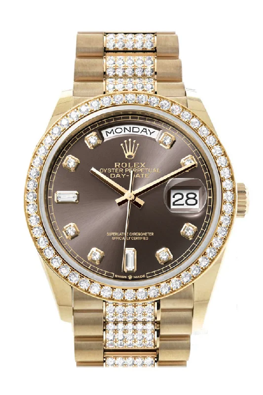 Find the Perfect Rolex Watch for You –Rolex Day-Date 36 Dark Grey Diamond Dial Gold Diamond Bezel Watch 128348RBR-0007 128348RBR