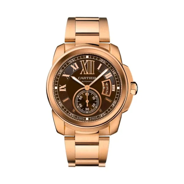 Cartier Watches: Timeless Elegance –Cartier Calibre de Cartier 42mm Watch - Ref: W7100040 - Chocolate Roman Dial, 18K Rose Gold Bracelet