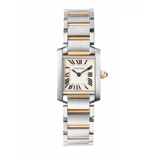 Discover Your Ideal Cartier Watch Today –Cartier Tank Francaise 25.3mm Women's watch - Ref: W51007Q4 - Silver Roman Dial, Two Tone Stainless Steel & 18K Yellow Gold Bracelet