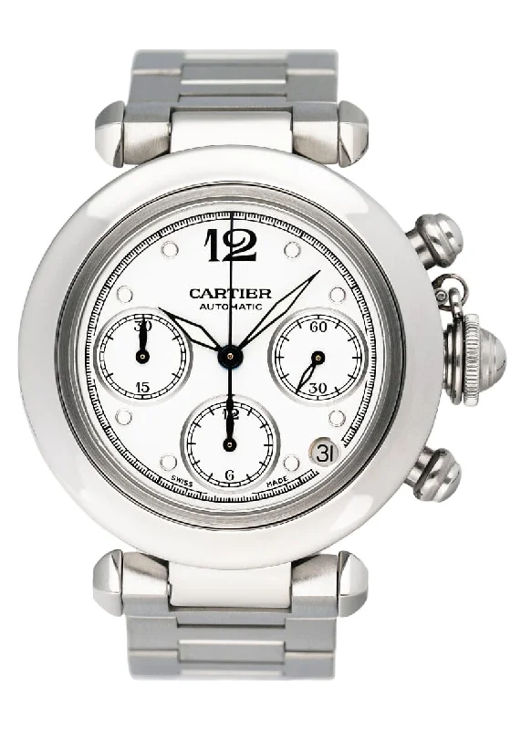 Find Rare Cartier Watches for Sale –Cartier Pasha W31039M7 White Dial Chronograph Mens Watch