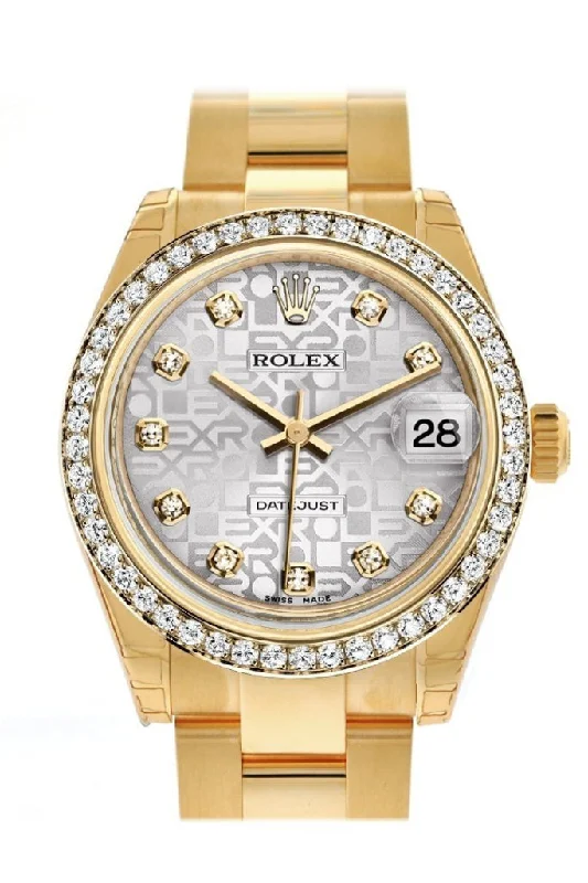 Find Iconic Rolex Timepieces for the True Collector –Rolex Datejust 31 Silver Jubilee Diamond Dial Diamond Bezel 18K Yellow Gold Ladies Watch 178288 Pre-owned