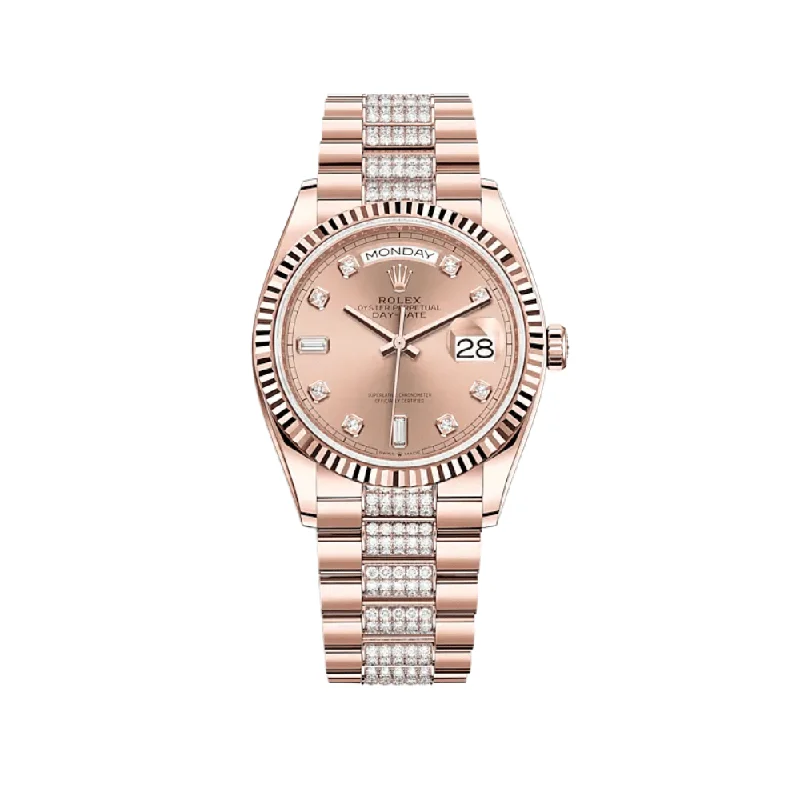 Rolex Watches: A True Luxury Investment –Rolex Day-Date 128235 Rose Gold Rosé Diamond Dial