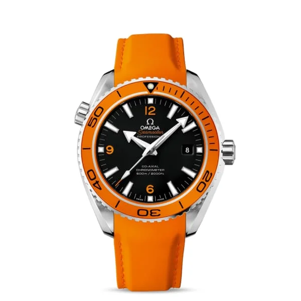 Shop Omega Watches for Classic Appeal –Omega Seamaster 46mm Watch - Ref: 232.32.46.21.01.001 - Black Index Dial, Orange Rubber Strap