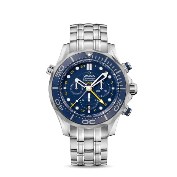 Find Exclusive Omega Models for Sale –Omega Seamaster 44mm Watch - Ref: 212.30.44.52.03.001 - Blue Chronograph Index Dial, Stainless Steel Bracelet