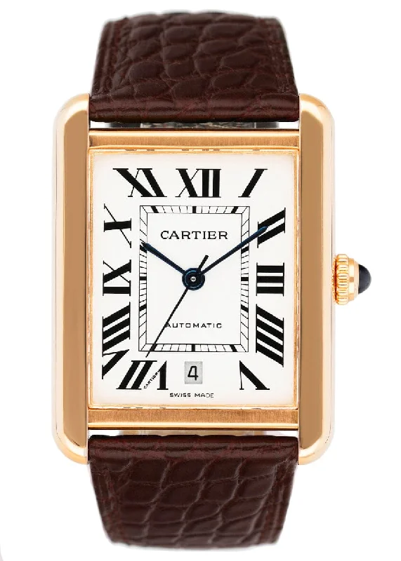 Shop Cartier Watches Online –Cartier Tank Solo XL W5200026 18K Rose Gold Mens Watch Box Papers