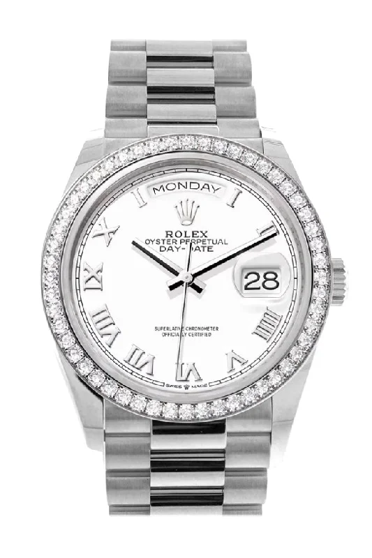 Find Rolex Watches That Fit Your Style –Rolex Day-Date 36 White Dial Diamond Bezel White Gold President Watch 128349RBR