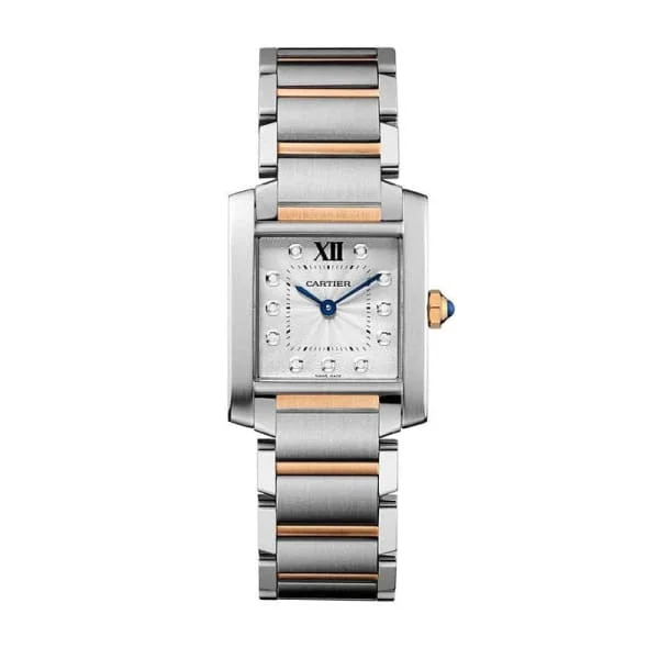 Find Cartier Watches for Every Discerning Eye –Cartier Tank Francaise 30.5mm Women's watch - Ref: WE110005 - Silver Roman Diamond Dial, Two Tone Stainless Steel & 18K Rose Gold Bracelet