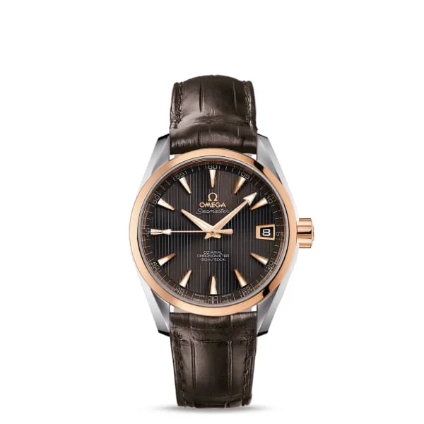 Shop Omega Watches for Enduring Value –Omega Seamaster 39mm Watch - Ref: 231.23.39.21.06.001 - Grey Index Dial & 18K Rose Gold Bezel, Brown Leather Strap