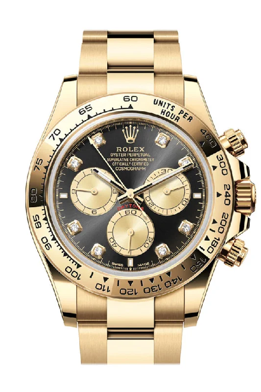 Discover Rolex Watches with Exceptional Value –Rolex Daytona 40 Black and Champagne Diamond Dial Yellow Gold Mens Watch 126508