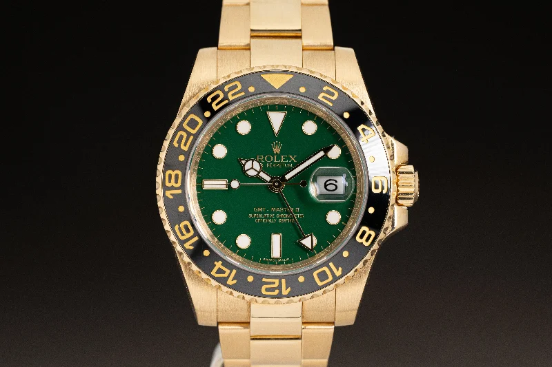 Rolex Day-Date Watches Available –Rolex 116718 18K Yellow Gold GMT Master II Green Anniversary Edition