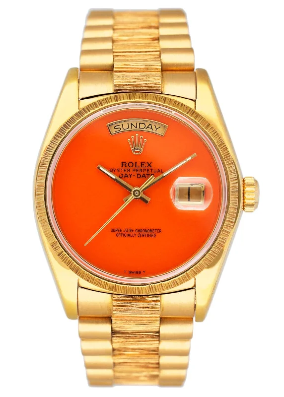 Discover the Best Rolex Models for Every Wrist –Rolex Day Date 18078 Coral Dial Bark Finish Mens Watch