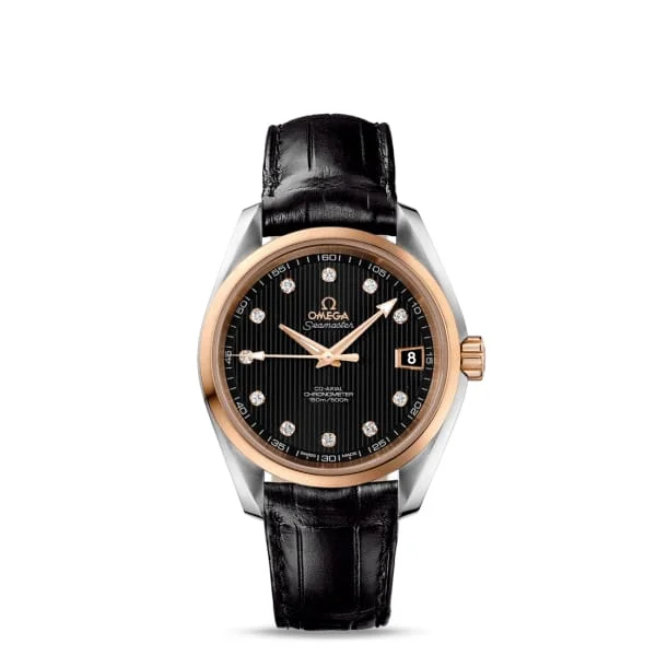 Shop Omega Watches for Ultimate Performance –Omega Seamaster 39mm Watch - Ref: 231.23.39.21.51.001 - Black Diamond Index Dial & 18K Rose Gold Bezel, Black Leather Strap