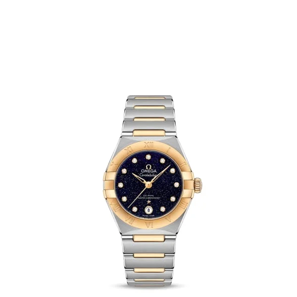 Shop Omega Watches for the Ultimate Timepiece –Omega Constellation 29mm Watch - Ref: 131.20.29.20.53.001 - Blue Diamond Index Dial & 18K Yellow Gold Bezel, Two Tone Stainless Steel & 18K Yellow Gold Bracelet