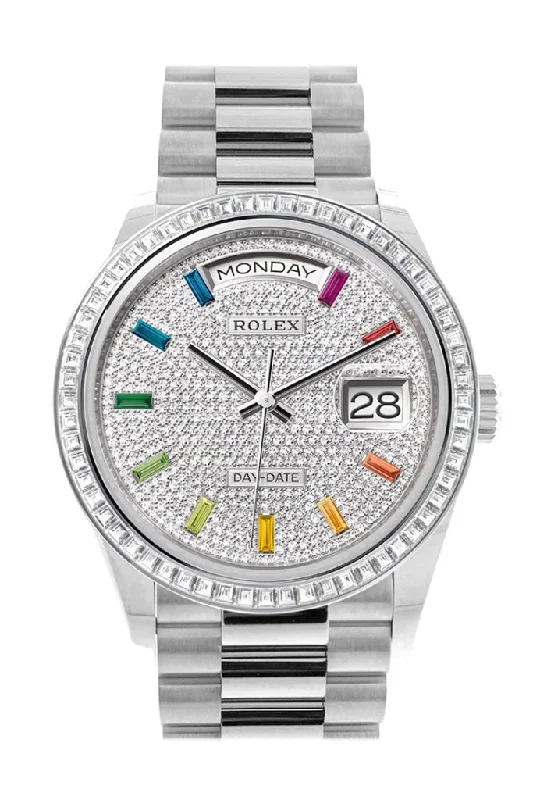 Explore Rolex Watches with Distinctive Designs –Rolex Day-Date 36 Diamond Paved Dial Diamond Bezel Platinum President Watch 128396TBR