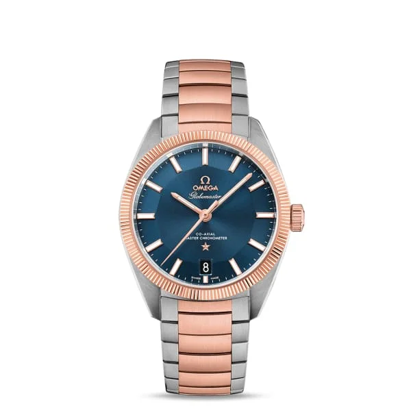 Discover Iconic Omega Timepieces –Omega Constellation 39mm Watch - Ref: 130.20.39.21.03.001 - Blue Index Dial & 18K Rose Gold Fluted Bezel, Two Tone Stainless Steel & 18K Rose Gold