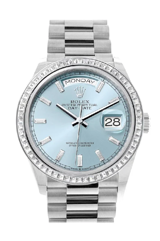 Rolex Watches: Built for Perfection –Rolex Day-Date 36 Ice Blue Diamond Dial Diamond Bezel Platinum President Watch 128396TBR