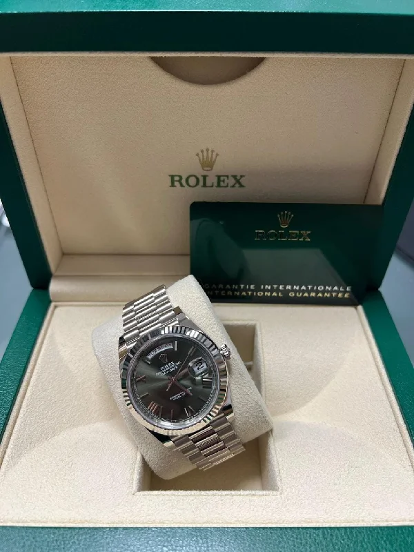 Discover Rolex Watches That Reflect Your Style –New Rolex Day-Date 228239 Olive Dial 18K White Gold Mens Watch Box Papers