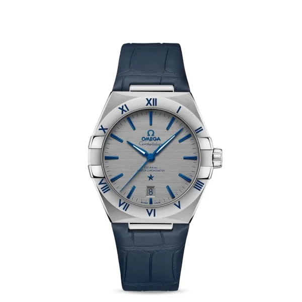 Discover Omega Watches with Exceptional Value –Omega Constellation 39mm Watch - Ref: 131.13.39.20.06.002 - Grey Index Dial, Blue Rubber Strap