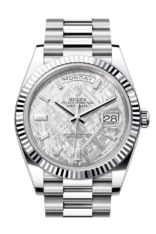 Shop Luxury Rolex Watches –Rolex Day-Date 40 Meteorite Diamonds Dial Fluted Bezel Platinum President Men's Watch 228236 DC