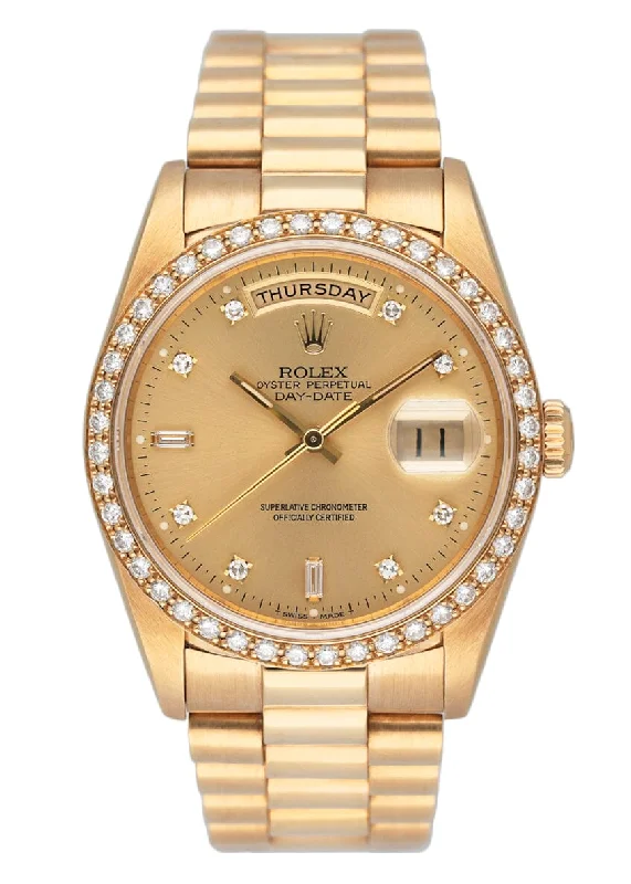 Rolex Watches: Invest in Timeless Luxury –Rolex Day Date 18348 Diamond Bezel & Dial Mens Watch