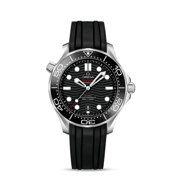 Shop Omega Watches for Ultimate Performance –Omega Seamaster 42mm Watch - Ref: 210.32.42.20.01.001 - Black Index Dial, Black Rubber Strap