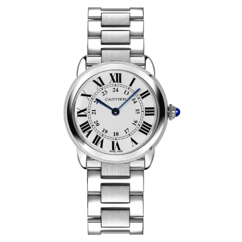 Shop Cartier Watches for Unbeatable Elegance –Cartier Ronde Solo de Cartier 29.5mm Women's watch - Ref: W6701004 - Silver Roman & Arabic Dial, Stainless Steel Bracelet