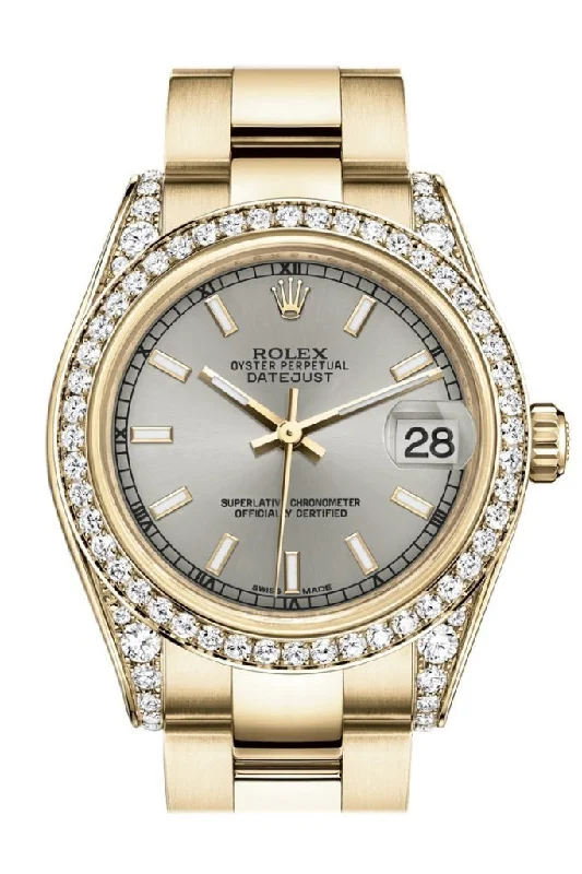 Timeless Rolex Timepieces Available Today –Rolex Datejust 31 Silver Dial Diamond Bezel Lug 18K Yellow Gold Ladies Watch 178158 Pre-owned