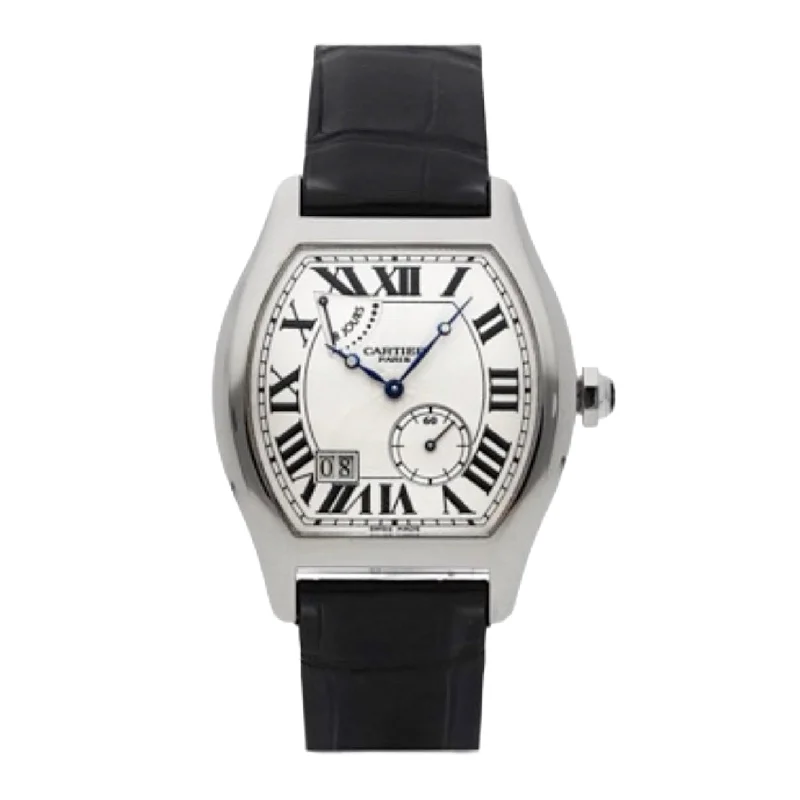 Discover the Best Cartier Timepieces for You –Cartier Cartier Tortue 38mm Watch - Ref: W1545951 - Silver Roman Dial in 18K White Gold Case, Black Leather Strap