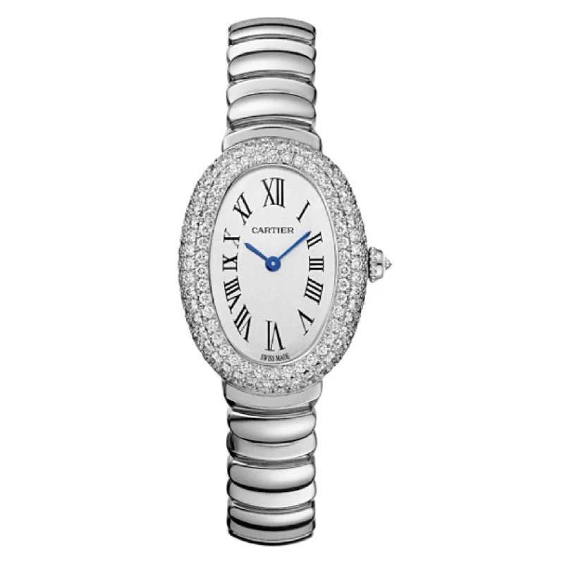 Find Classic Cartier Models Online –Cartier Baignoire 31.4mm Women's watch - Ref: WJBA0020 - Silver Roman Dial & Diamond Bezel, 18K White Gold Bracelet