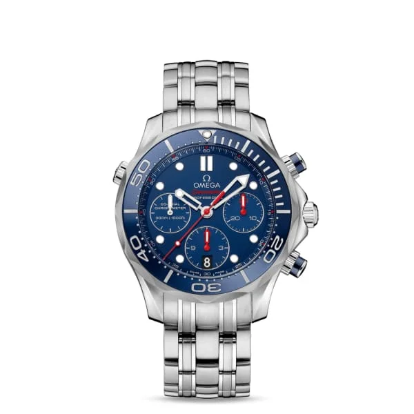 Find Omega Watches for Every Lifestyle –Omega Seamaster 42mm Watch - Ref: 212.30.42.50.03.001 - Blue Chronograph Index Dial, Stainless Steel Bracelet