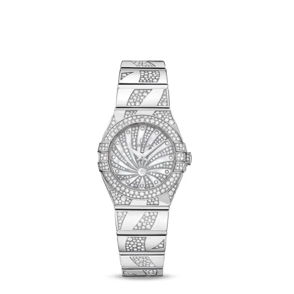 Omega Watches: Timeless Precision for Every Wrist –Omega Constellation 24mm Watch - Ref: 123.55.24.60.55.012 - White Mother of Pearl Diamond Index Dial, 18K White Gold Diamond Bracelet